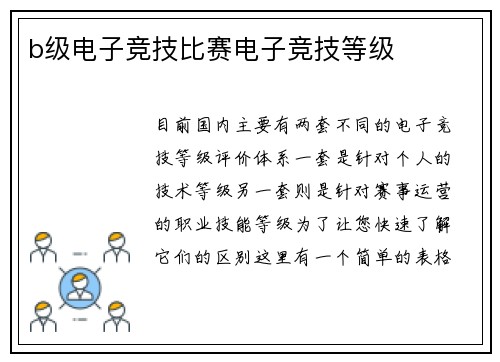 b级电子竞技比赛电子竞技等级